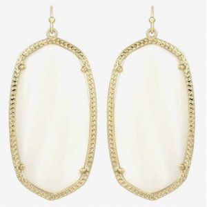 Danielle Gold Drop Earrings in White Mother of Pearl